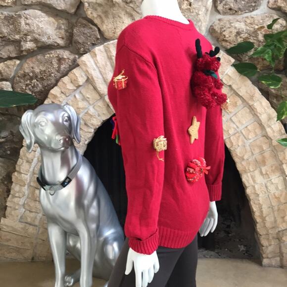 Ugly Sweater Kit Christmas Embellishment Sweater Red Women's Size Small - Picture 5 of 11